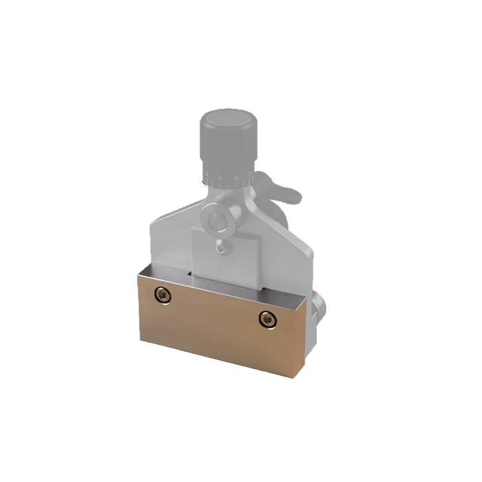 An anodized aluminum vertical mount by j2x systems used for mounting the ws02 or ws10 straightener shown on a plain white background.