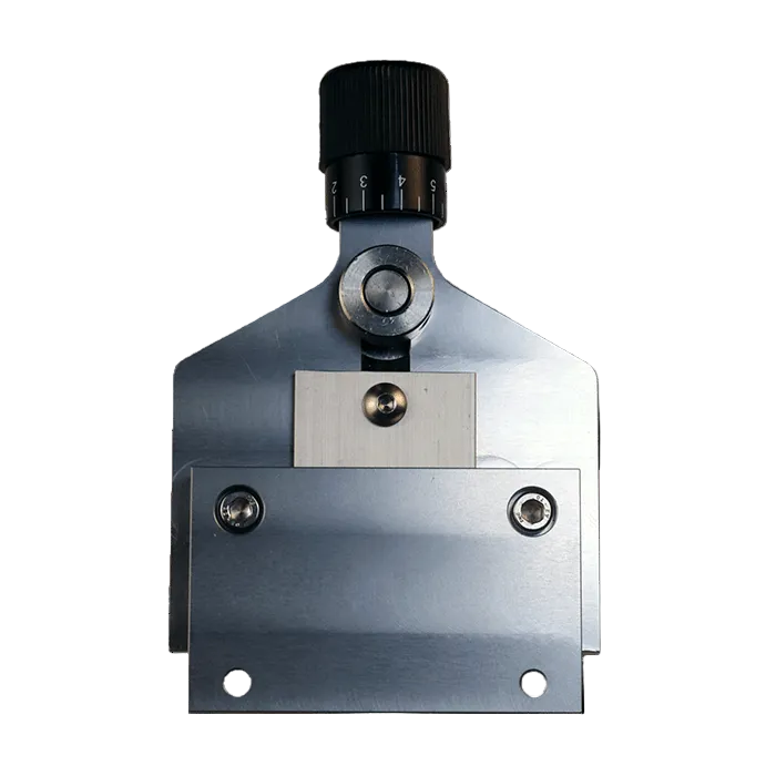The rear side of a single plane quick change j2x systems wire straightener model ws-10-k for direct mounting to komax kappa systems.