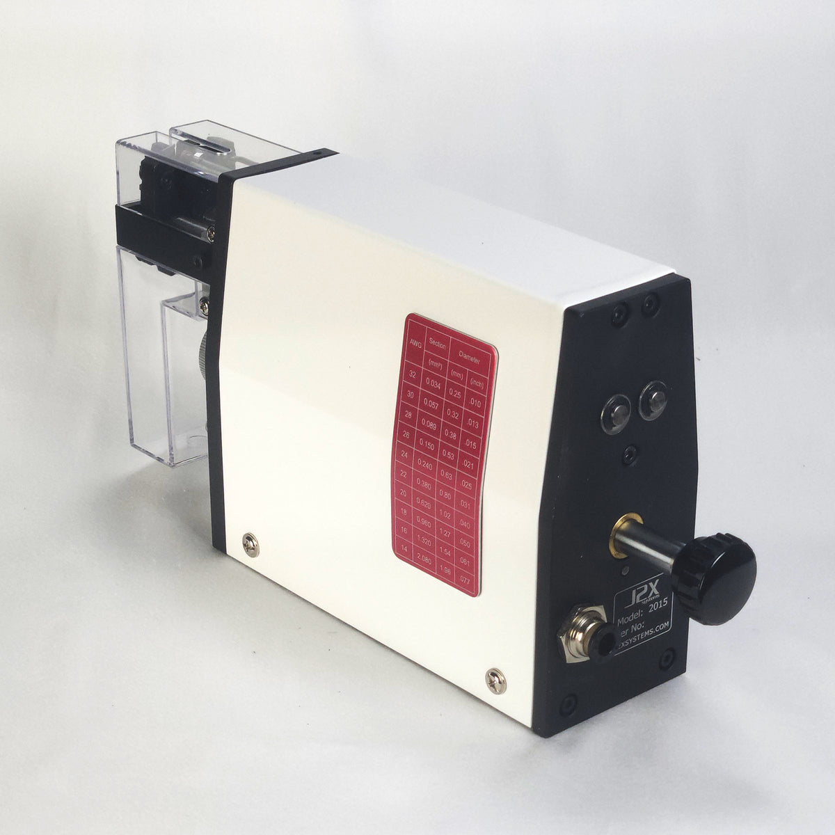 right side of the 2015 stripper from the rear featuring the pneumatic connection and grip pressure adjustment