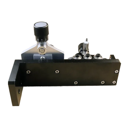 rear view of the ws-12 dual plane wire straightener showing the black anodized aluminum mount on a white background